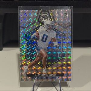 🔥 2024 Terrion Arnold Panini Mosaic Silver Prizm Rookie Card. Mint condition